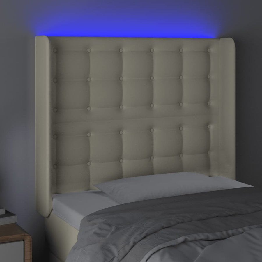 Hoofdbord Led Kunstleer Kleurig 93 x 16 x 118/128 cm Crème