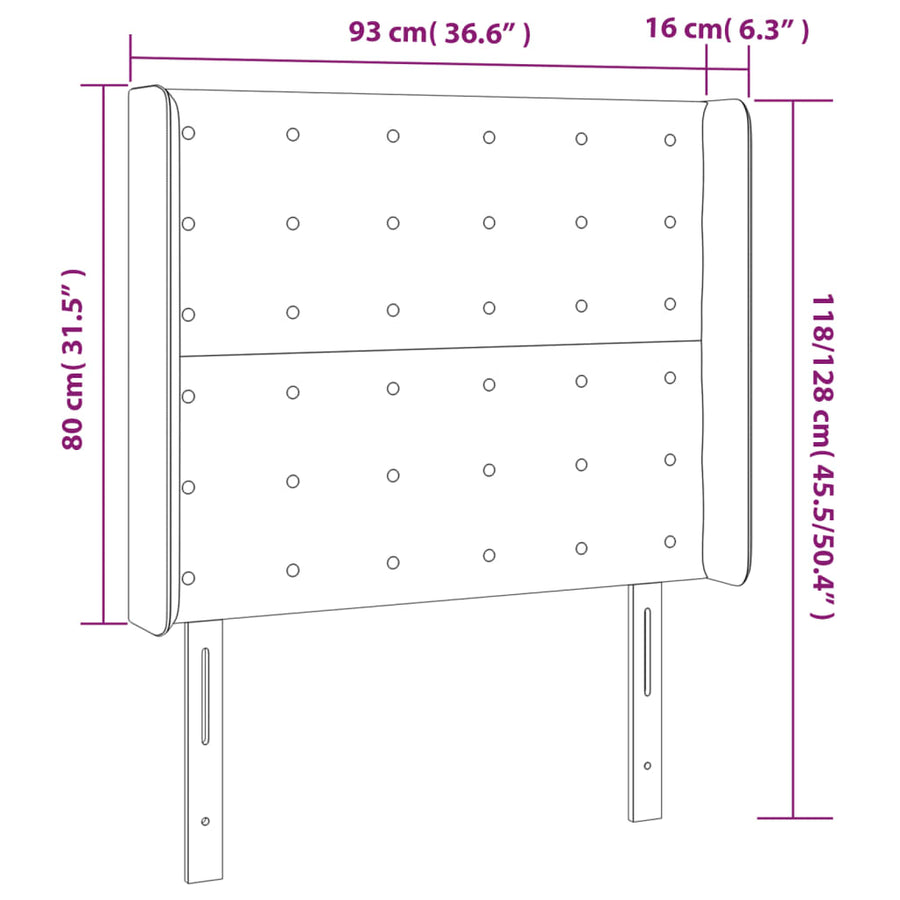 Hoofdbord Led Kunstleer Kleurig 93 x 16 x 118/128 cm Crème