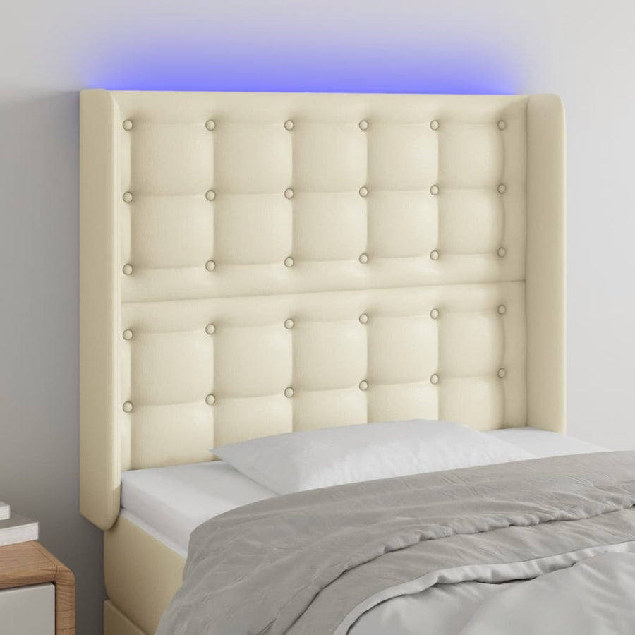 Hoofdbord Led Kunstleer Kleurig 93 x 16 x 118/128 cm Crème