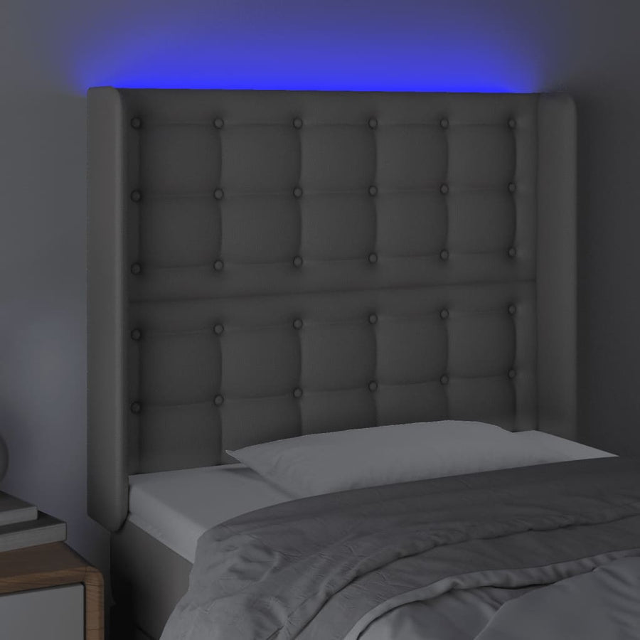 Hoofdbord Led Kunstleer 93 x 16 x 118/128 cm Grijs