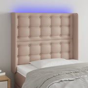 Hoofdbord 93x16x118/128 cm kunstleer cappuccino LED