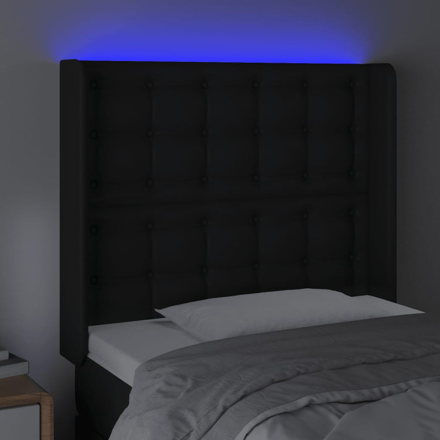 Hoofdbord Led Kunstleer 103 x 16 x 118/128 cm Zwart