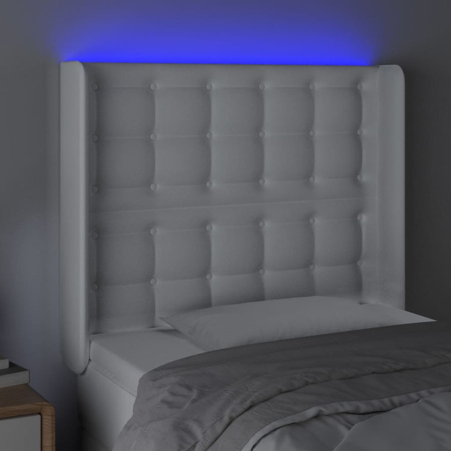 Hoofdbord Led Kunstleer 103 x 16 x 118/128 cm Wit