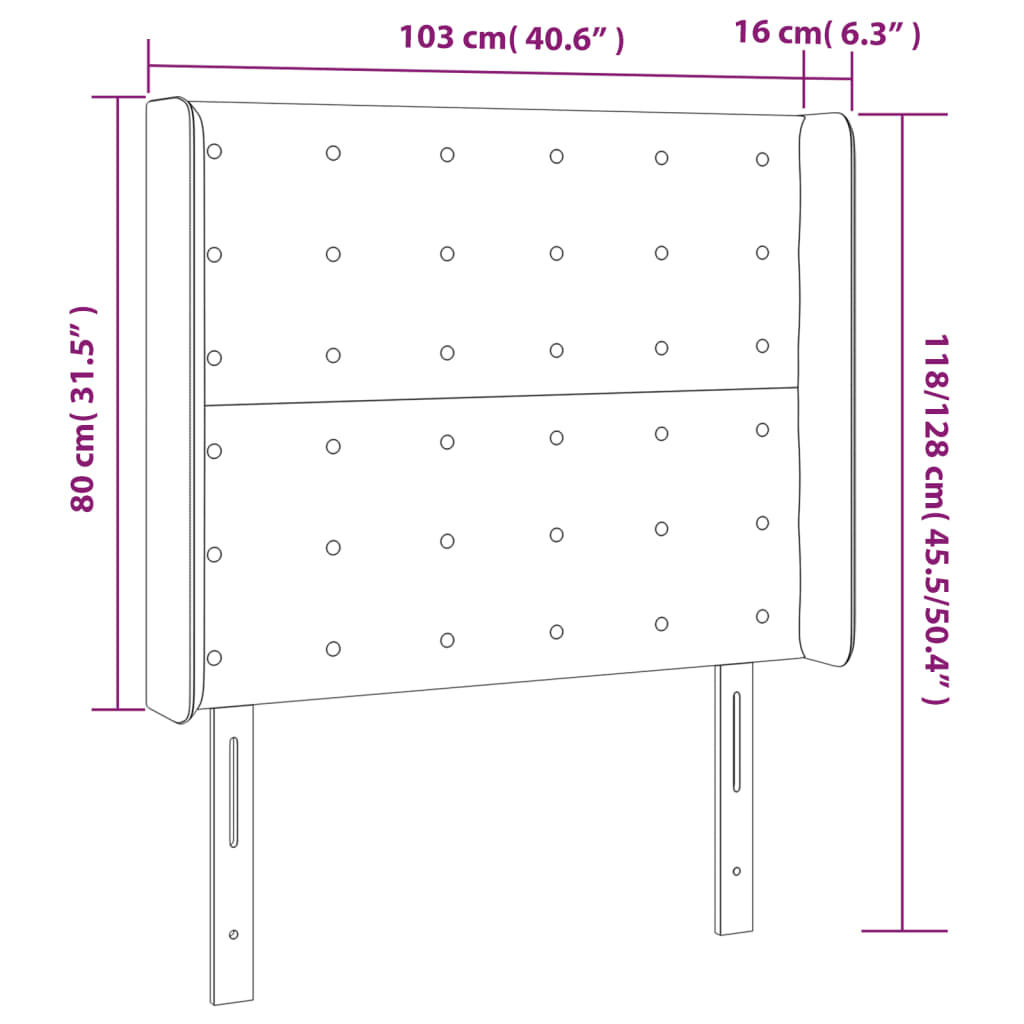 Hoofdbord Led Kunstleer 103 x 16 x 118/128 cm Wit