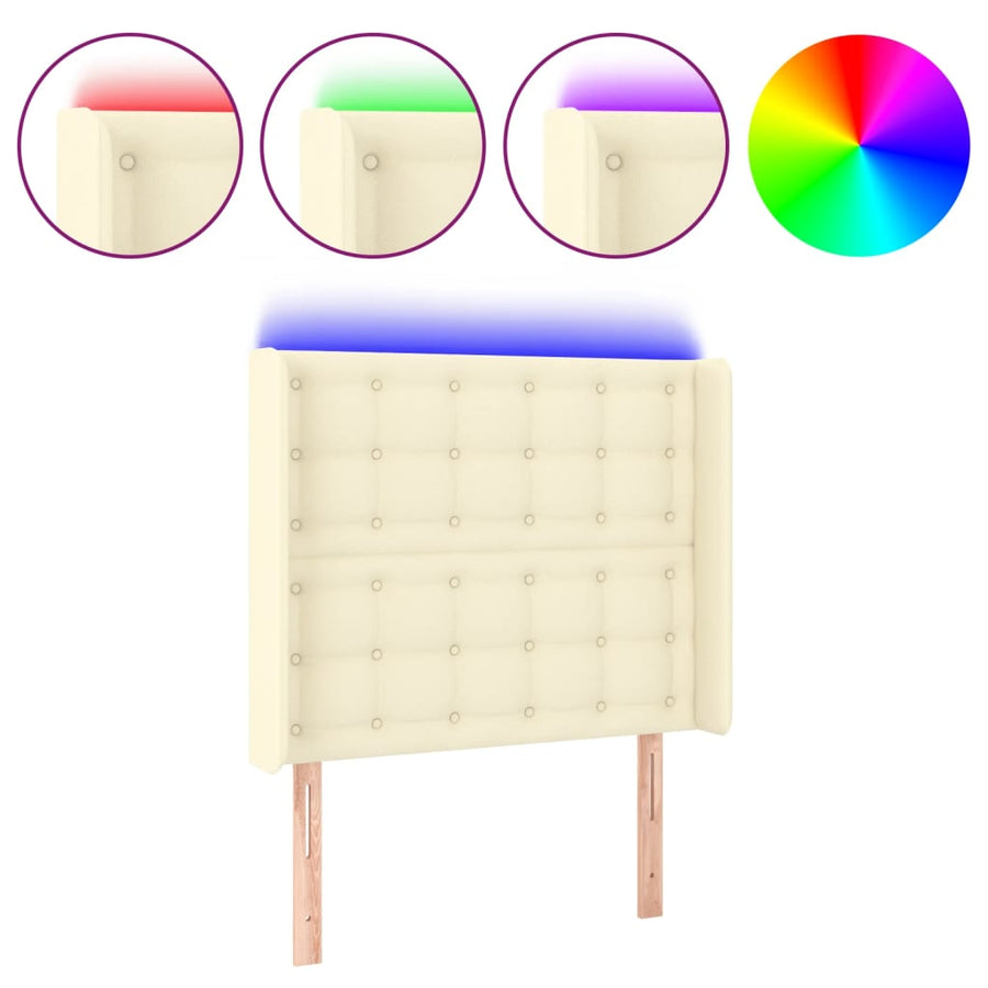 Hoofdbord Led Kunstleer Kleurig 103 x 16 x 118/128 cm Crème