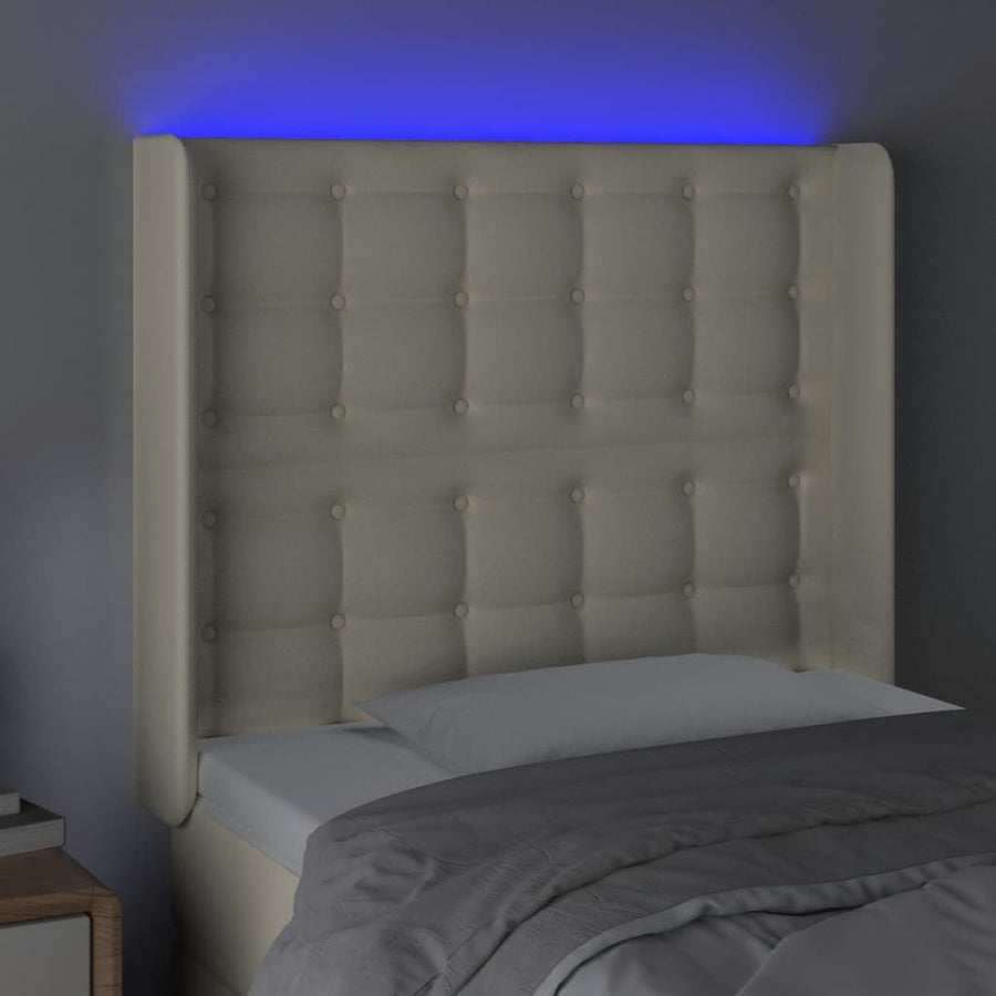 Hoofdbord Led Kunstleer Kleurig 103 x 16 x 118/128 cm Crème