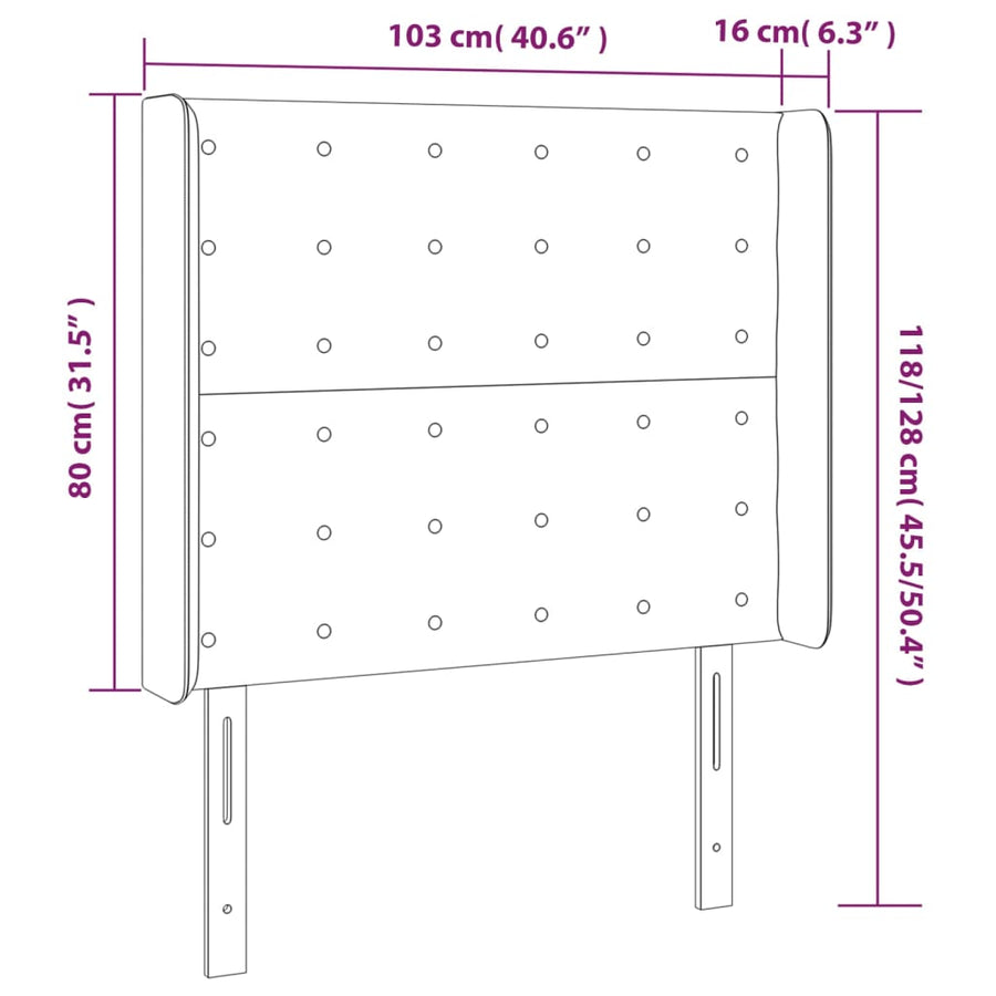 Hoofdbord LED 103x16x118/128 cm kunstleer cappuccinokleurig