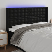 Hoofdbord 147x16x118/128 cm kunstleer zwart LED