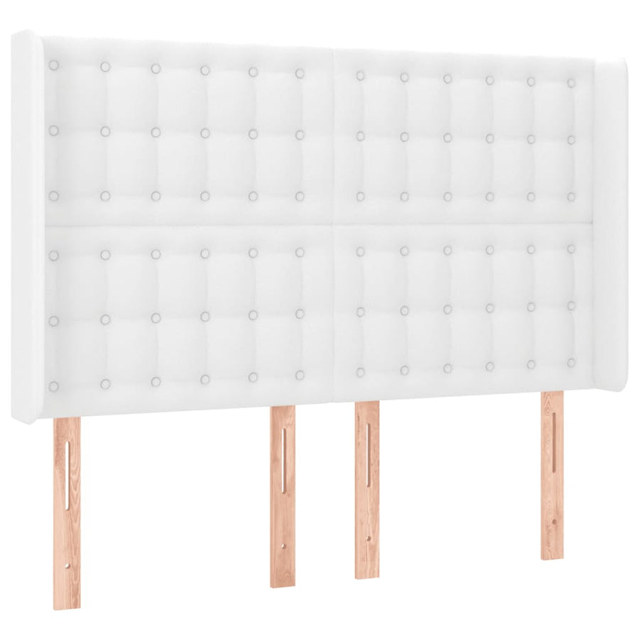 Hoofdbord Led Kunstleer 147 x 16 x 118/128 cm Wit