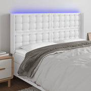 Hoofdbord 147x16x118/128 cm kunstleer wit LED