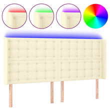 Hoofdbord Led Kunstleer Kleurig 147 x 16 x 118/128 cm Crème