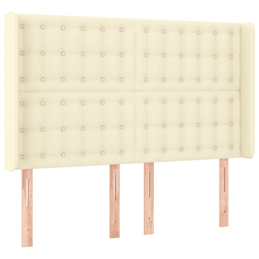 Hoofdbord Led Kunstleer Kleurig 147 x 16 x 118/128 cm Crème