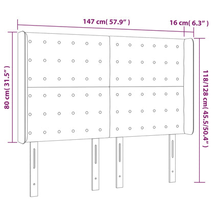Hoofdbord Led Kunstleer Kleurig 147 x 16 x 118/128 cm Crème