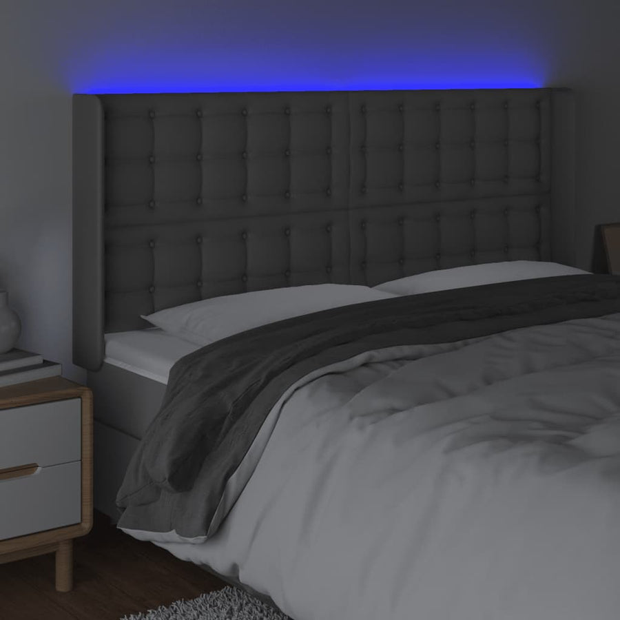 Hoofdbord Led Kunstleer 147 x 16 x 118/128 cm Grijs