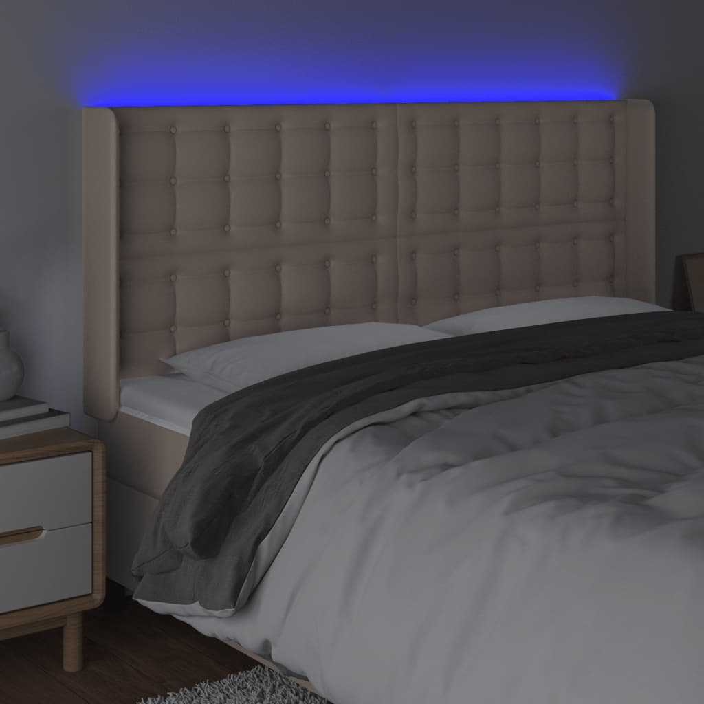 Hoofdbord Led Kunstleer Kleurig 147 x 16 x 118/128 cm Cappuccino