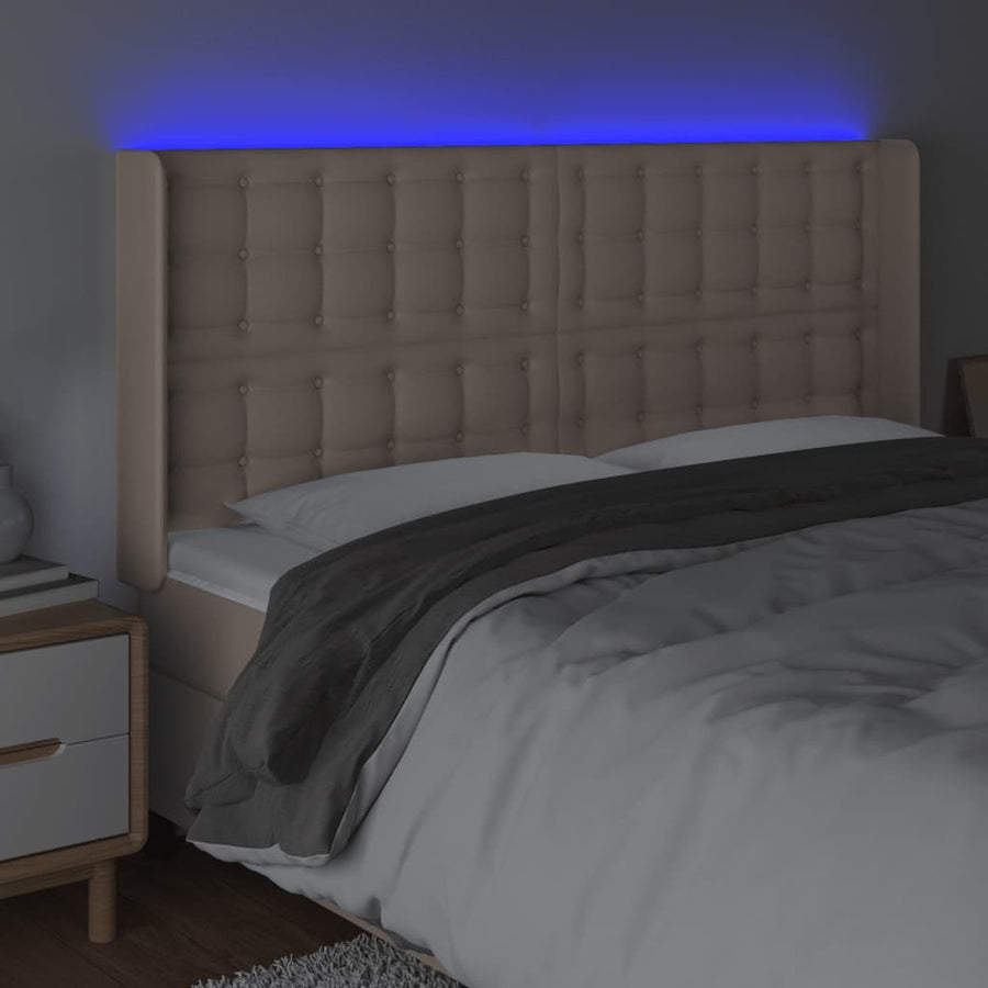 Hoofdbord Led Kunstleer Kleurig 147 x 16 x 118/128 cm Cappuccino