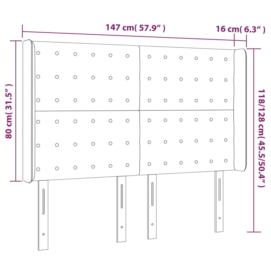 Hoofdbord Led Kunstleer Kleurig 147 x 16 x 118/128 cm Cappuccino