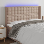 Hoofdbord 147x16x118/128 cm kunstleer cappuccino LED