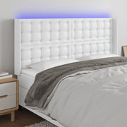 Hoofdbord 163x16x118/128 cm kunstleer wit LED
