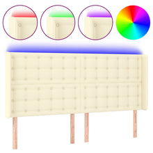 Hoofdbord Led Kunstleer Kleurig 163 x 16 x 118/128 cm Crème