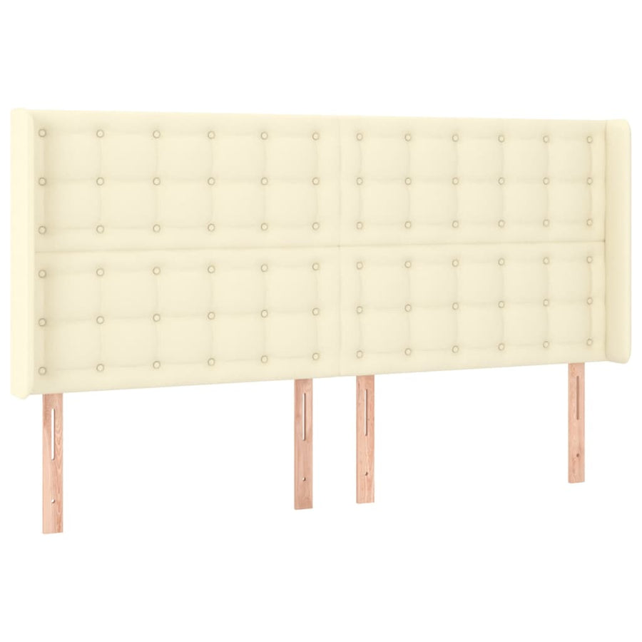Hoofdbord Led Kunstleer Kleurig 163 x 16 x 118/128 cm Crème