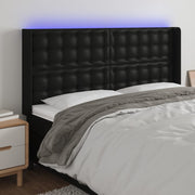 Headboard LED 183x16x118/128 cm faux leather black