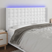 Headboard LED 183x16x118/128 cm faux leather white