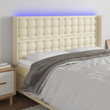Hoofdbord Led Kunstleer Kleurig 183 x 16 x 118/128 cm Crème