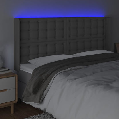 Hoofdbord Led Kunstleer 183 x 16 x 118/128 cm Grijs