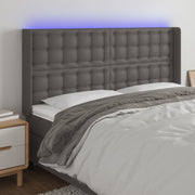 Headboard LED 183x16x118/128 cm faux leather grey