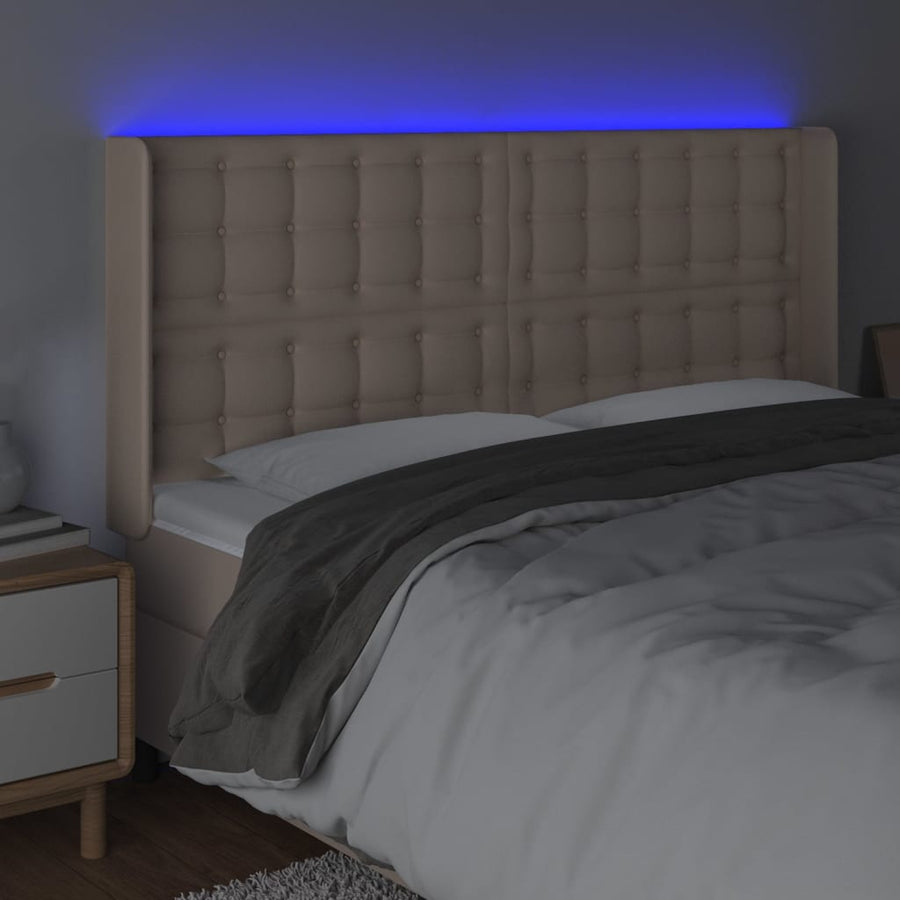Hoofdbord Led Kunstleer Kleurig 183 x 16 x 118/128 cm Cappuccino