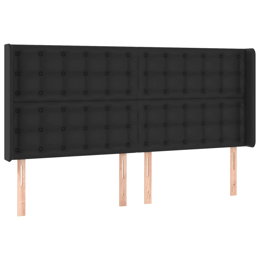 Hoofdbord Led Kunstleer 203 x 16 x 118/128 cm Zwart