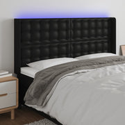 Hoofdbord 203x16x118/128 cm kunstleer zwart LED