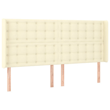 Hoofdbord Led Kunstleer Kleurig 203 x 16 x 118/128 cm Crème