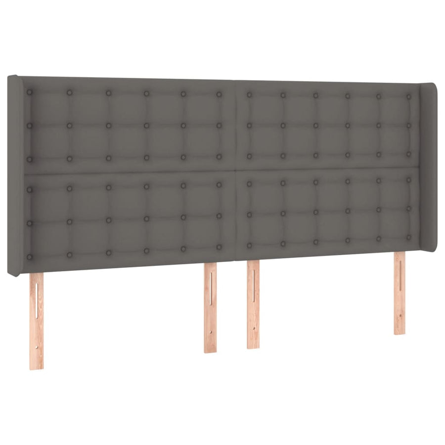 Hoofdbord Led Kunstleer 203 x 16 x 118/128 cm Grijs