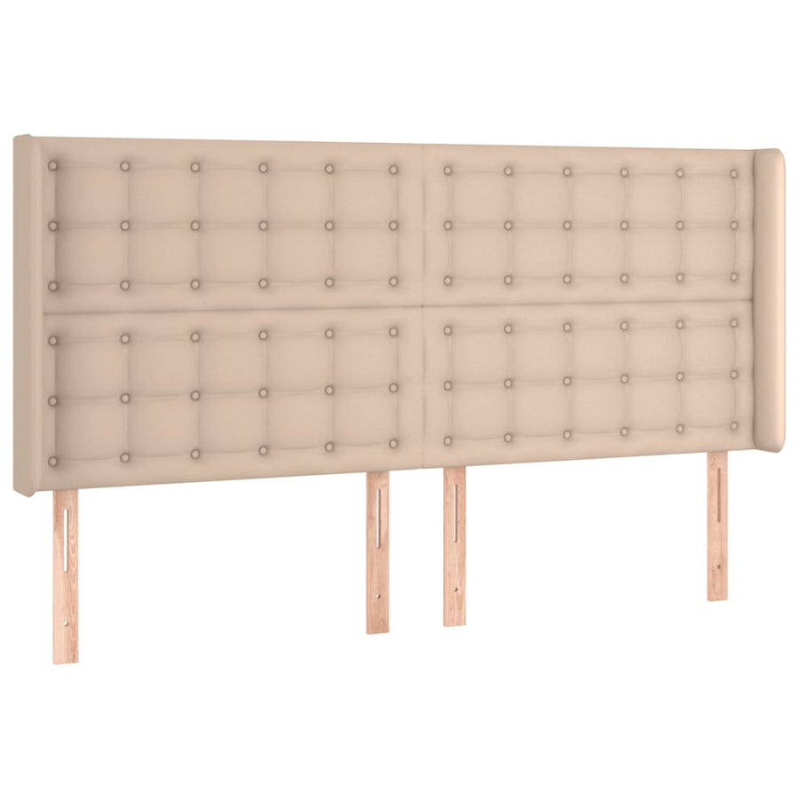 Hoofdbord Led Kunstleer Kleurig 203 x 16 x 118/128 cm Cappuccino