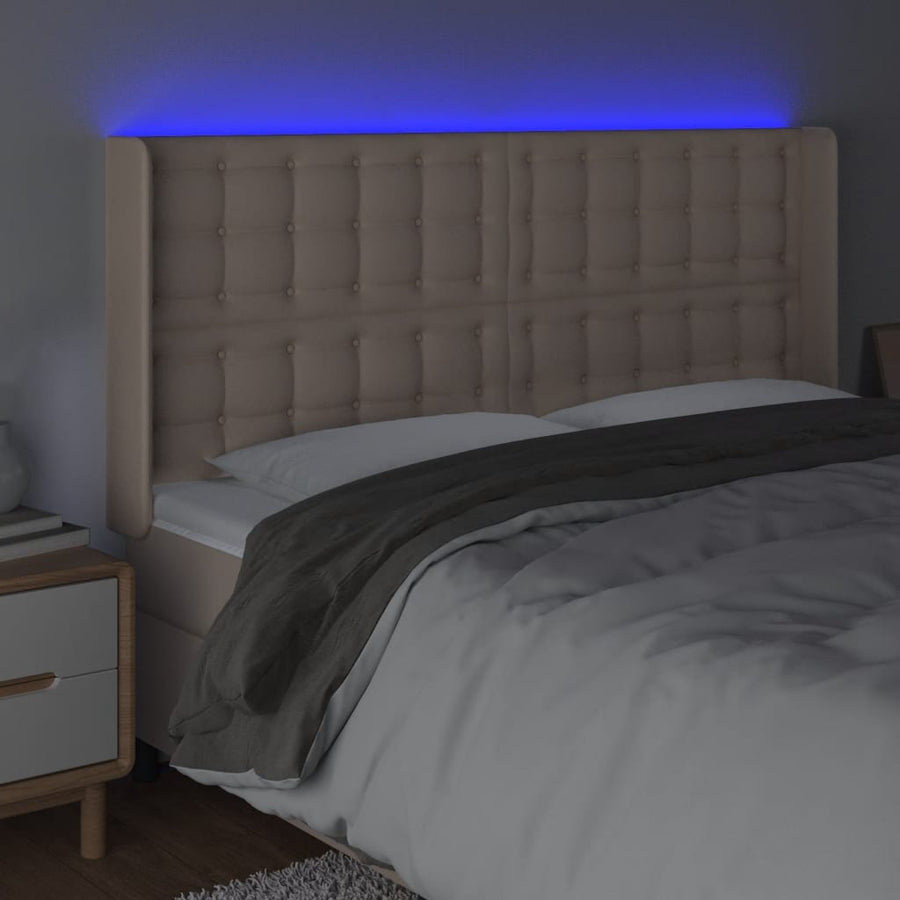 Hoofdbord Led Kunstleer Kleurig 203 x 16 x 118/128 cm Cappuccino