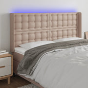 Hoofdbord 203x16x118/128 cm kunstleer cappuccino met LED