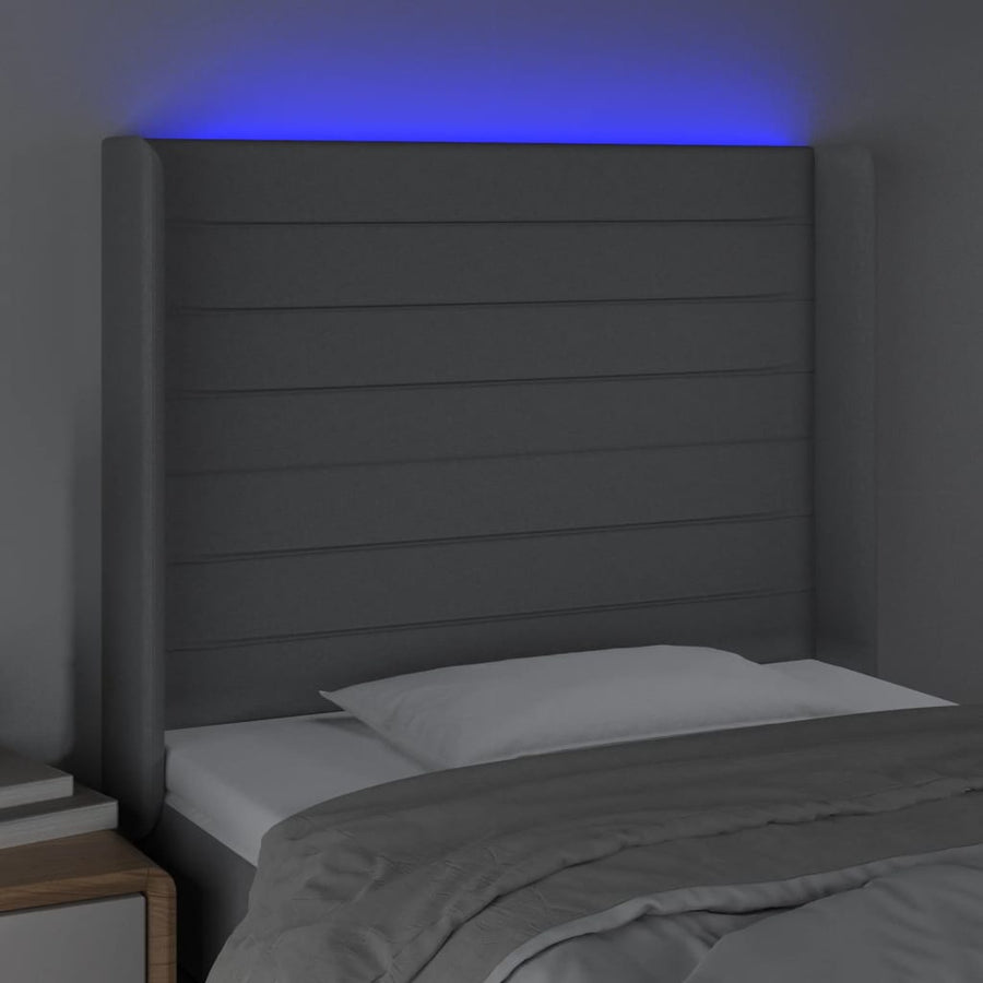 Hoofdbord LED 83x16x118/128 cm stof lichtgrijs 83 x 16 x 118/128 cm Lichtgrijs