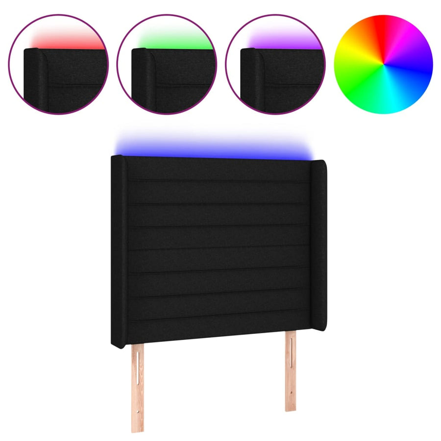 Hoofdbord Led Stof 83 x 16 x 118/128 cm Zwart