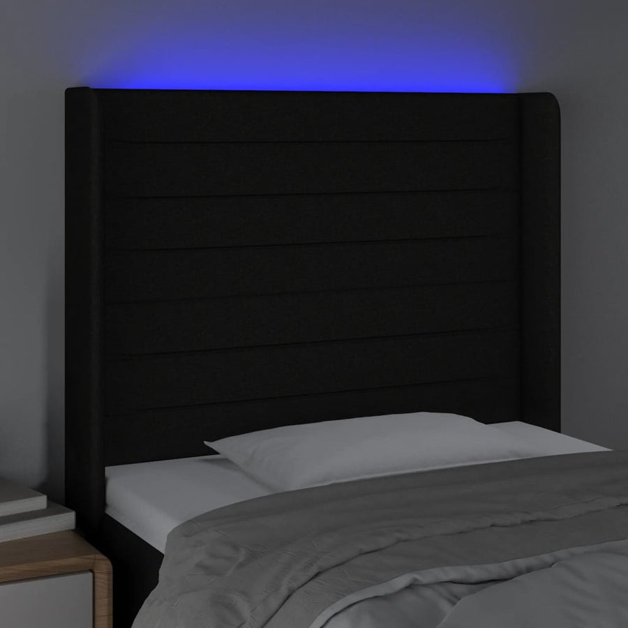Hoofdbord Led Stof 83 x 16 x 118/128 cm Zwart