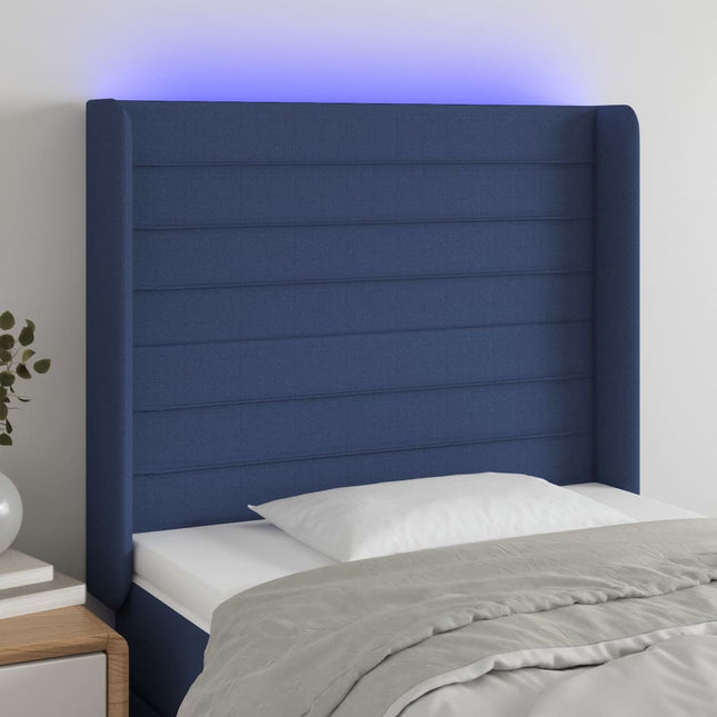 Hoofdbord Led Stof 83 x 16 x 118/128 cm Blauw