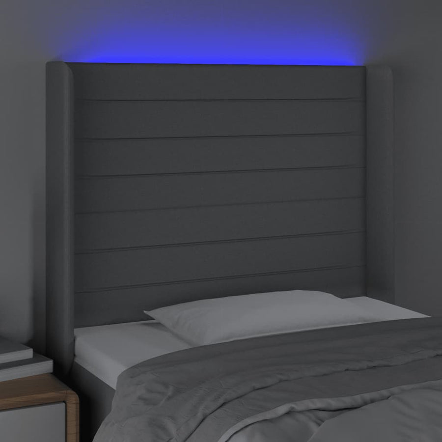 Hoofdbord LED 93x16x118/128 cm stof lichtgrijs 93 x 16 x 118/128 cm Lichtgrijs