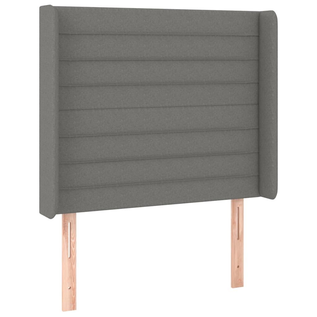 Hoofdbord LED 93x16x118/128 cm stof donkergrijs 93 x 16 x 118/128 cm Donkergrijs