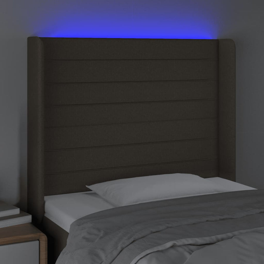 Hoofdbord LED 93x16x118/128 cm stof taupe 93 x 16 x 118/128 cm Taupe