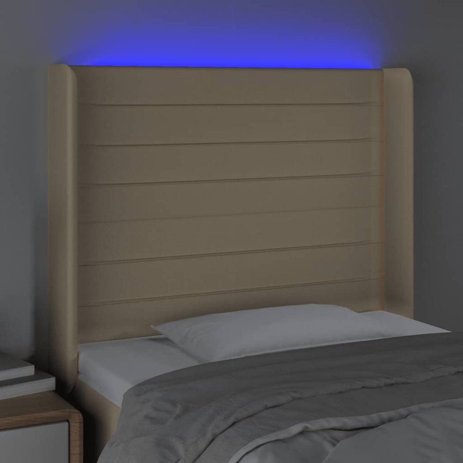 Hoofdbord LED 93x16x118/128 cm stof crèmekleurig 93 x 16 x 118/128 cm Crème