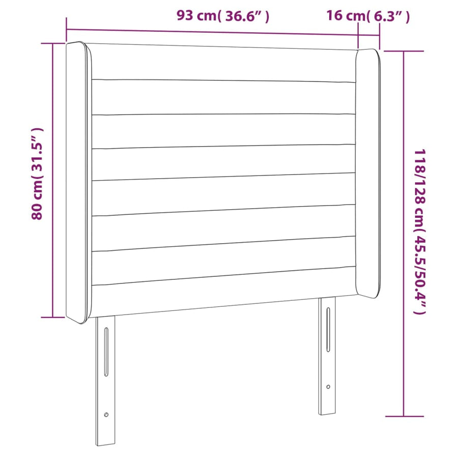 Hoofdbord LED 93x16x118/128 cm stof crèmekleurig 93 x 16 x 118/128 cm Crème