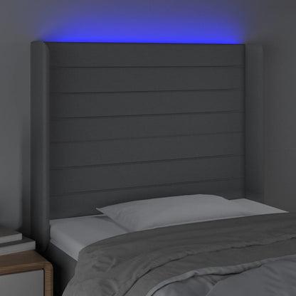 Hoofdbord LED 103x16x118/128 cm stof lichtgrijs 103 x 16 x 118/128 cm Lichtgrijs