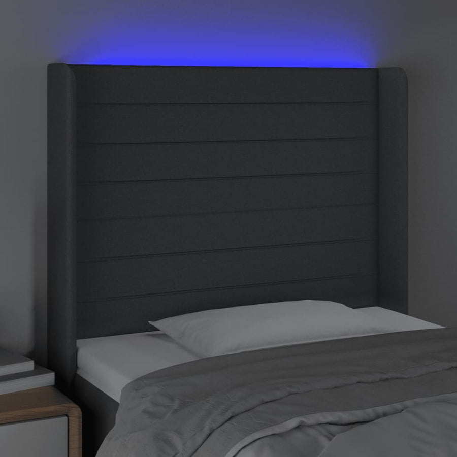 Hoofdbord Led Stof 103 x 16 x 118/128 cm Donkergrijs