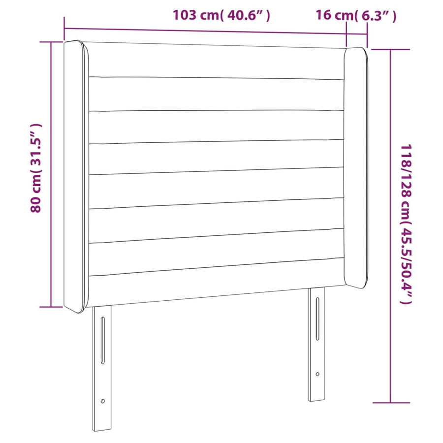 Hoofdbord LED 103x16x118/128 cm stof zwart 103 x 16 x 118/128 cm Zwart